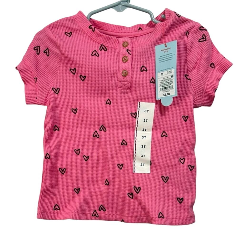 Cat & Jack 3T Heart Waffle Short Sleeve